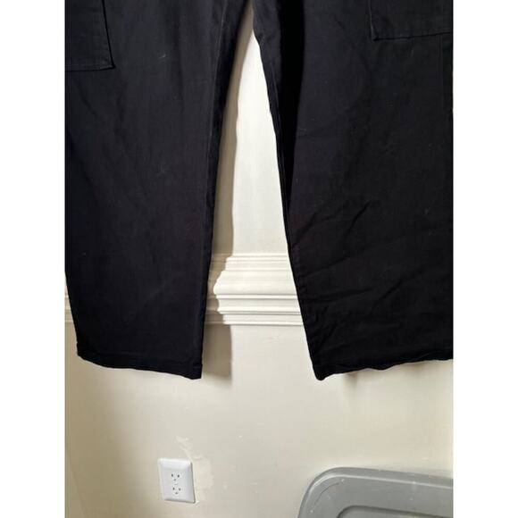 NWT Pacsun Black Pleated Wide Leg Cargo Utility Pants Cotton Tapered Medium - Picture 3 of 5